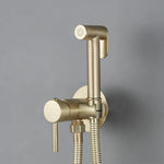 Brushed Rose Gold Hand-held Bidet Sprayer Wall-mount Bathroom Toilet Faucet with Stand Hybrid Hot Cold Water