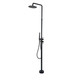 Outdoor Floor Standing Shower Set Freestanding Garden Shower Kit Black Brushed Finish Weather-Resistant Durable Design