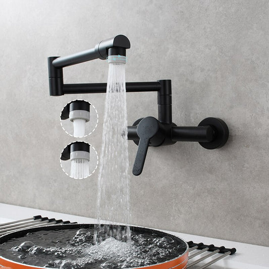 Brass Wall Mounted Kitchen Faucet | Single Handle Folding Kitchen Faucet | Hot and Cold Kitchen Faucet - WELQUEEN HOME DECOR
