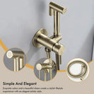 Brushed Rose Gold Hand-held Bidet Sprayer Wall-mount Bathroom Toilet Faucet with Stand Hybrid Hot Cold Water