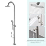 Shower Column Set Stainless Steel Brushed Outdoor Bathing Bath Hot and Cold Water Swimming Pool