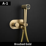 Brass Portable Toilet Bidet Sprayer Faucet Hot Cold Water Mixer Handheld Hygienic Shower Bidet Set Toilet Bidet Tap Black Gold