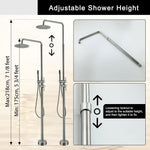 Outdoor Floor Standing Shower Set Freestanding Garden Shower Kit Black Brushed Finish Weather-Resistant Durable Design