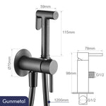 Brushed Rose Gold Hand-held Bidet Sprayer Wall-mount Bathroom Toilet Faucet with Stand Hybrid Hot Cold Water