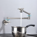 Brass Double Switch Folding Faucet Advanced Rotating Kitchen Faucet Wall Mounted Cold Water Tap