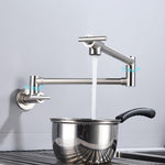 Brass Double Switch Folding Faucet Advanced Rotating Kitchen Faucet Wall Mounted Cold Water Tap
