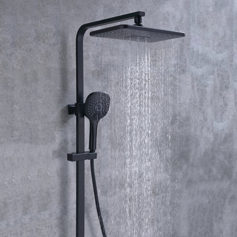 Black Shower Column Set | Bathroom Multifunction Shower Faucet | Brass Shower Mixer with Soap Dish Holder