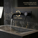 Wall Mount Bathroom Faucet Black Vessel Faucet 360 Degree Swivel Brass Basin Mixer Tap and Rough-in Valve Included