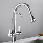 Pull Out Kitchen Faucets With Water Filter Tap Three Ways Brass Sink Mixer Kitchen Faucet Dual Handles