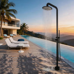Outdoor Shower Column Luxury Swimming Pool Garden Beach Wash Large Nozzle Floor standing 10" Rain Shower System Set