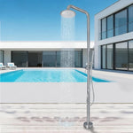 Outdoor Shower Column Luxury Swimming Pool Garden Beach Wash Large Nozzle Floor standing 10" Rain Shower System Set