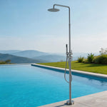 Outdoor Shower Column Luxury Swimming Pool Garden Beach Wash Large Nozzle Floor standing 10" Rain Shower System Set