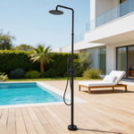 Outdoor Shower Column Luxury Swimming Pool Garden Beach Wash Large Nozzle Floor standing 10" Rain Shower System Set
