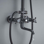 Bathroom Rainfall Shower Mixer Faucet Dual Handle Bath Shower Set Black Brass 8" Showerhead Shower Faucet System