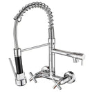 Brushed Spring Pull Down Kitchen Faucet Cold Water Dual Spouts Handheld Shower Kitchen Taps Wall Mounted Kitchen Washing Crane