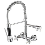 Brushed Spring Pull Down Kitchen Faucet Cold Water Dual Spouts Handheld Shower Kitchen Taps Wall Mounted Kitchen Washing Crane