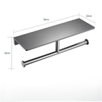 Toilet Paper Holder with Shelf | Black Aluminum Roll Paper Holder Creative Mobile Phone Rack | Wall Mount Bathroom Paper Towel Rack