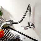 Stainless Steel Wall Mounted Kitchen Faucet Wall Kitchen Mixers Kitchen Sink Tap 360 Degree Swivel Flexible Hose Double Holes