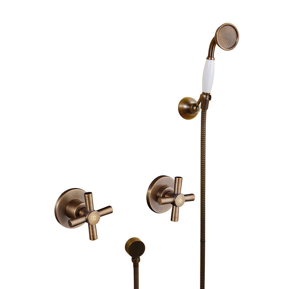 Antique Brass Shower Faucet | Shower System with 8 Rain Shower head | Multi-Function Adjustable Slide Bar shower set - WELQUEEN HOME DECOR