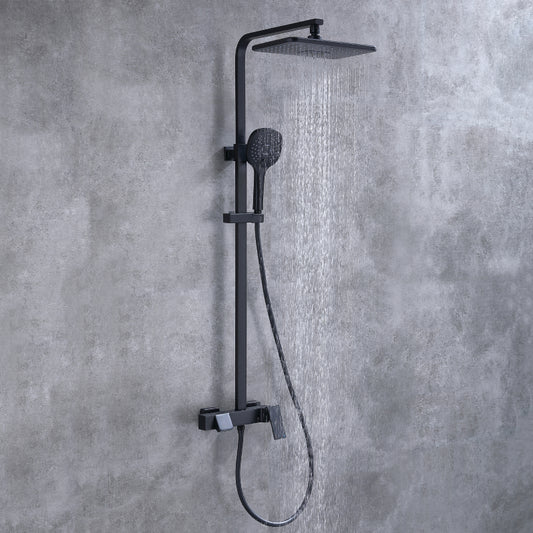 Black Shower Column Set | Bathroom Multifunction Shower Faucet | Brass Shower Mixer with Soap Dish Holder