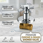Brass Concealed Shut Off Valve | Modern Cross Handle Water Stopcock | Home Plumbing Commercial G1/2 Concealed Valve