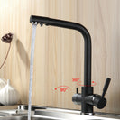 Matt Black Kitchen sink Faucet mixer | 360 Degree Rotation Water Purification tap | Deck Mounted Dual Handle Kitchen Faucet 4 Colors