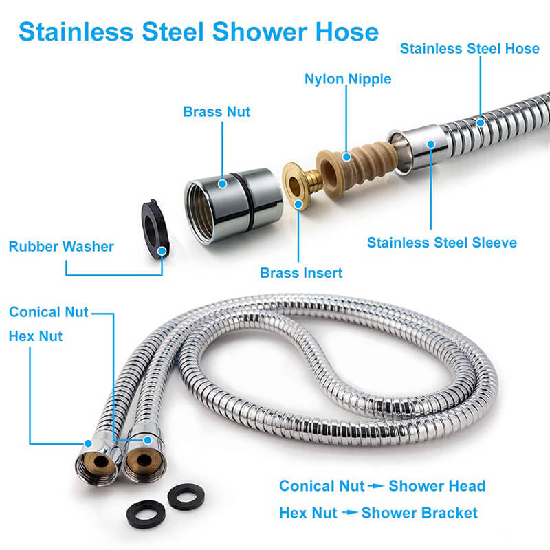 3 Function High Pressure Handheld Shower Head with Hose and Bracket