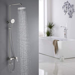 Bathroom Shower Column Set | SUS 304 Stainless Steel Bathroom Shower System | Wall Mounted Adjustable Triple Function Shower Faucet Brushed Nickel