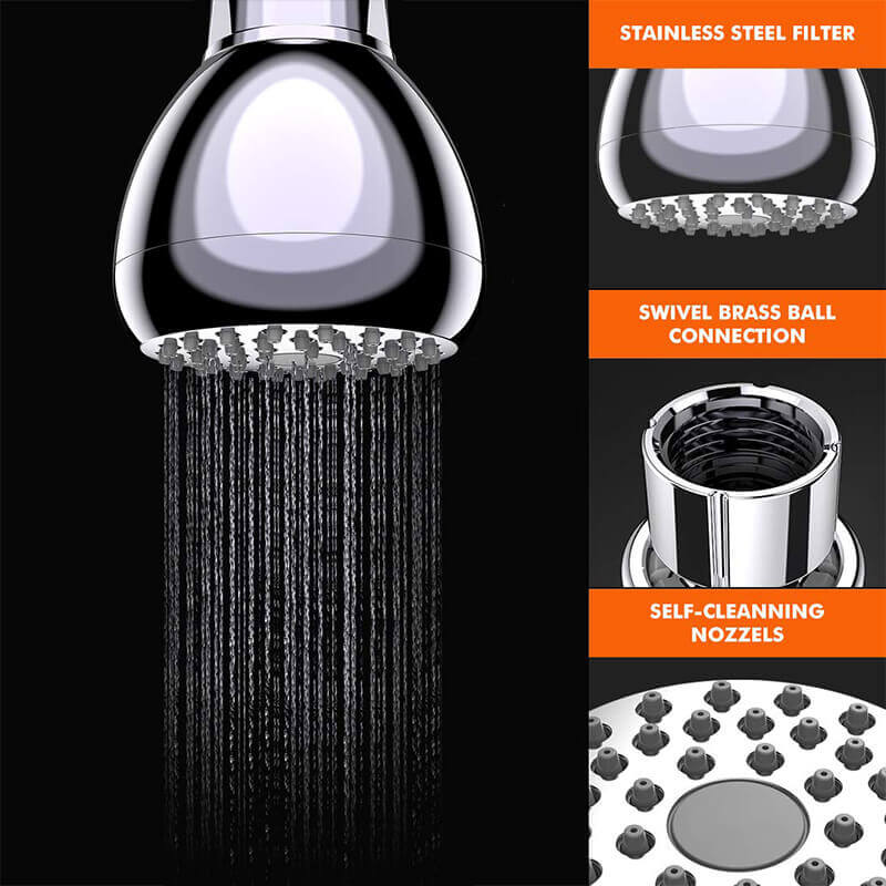 High Pressure Shower Head | 3 Inch Anti-clog Anti-leak Fixed Chrome Shower head | Plastic Shower Head With High Pressure - WELQUEEN