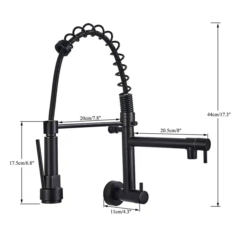 Brushed Spring Pull Down Kitchen Faucet Cold Water Dual Spouts Handheld Shower Kitchen Taps Wall Mounted Kitchen Washing Crane - WELQUEEN HOME DECOR