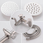 Bathroom Shower Column Set | SUS 304 Stainless Steel Bathroom Shower System | Wall Mounted Adjustable Triple Function Shower Faucet Brushed Nickel