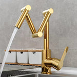 Brass Pot Filler Faucet Deck Mounted Three-Section Extension Folding Kitchen Faucet triple Joint Swing Arm For Hot and Cold