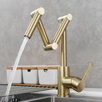 Brass Pot Filler Faucet Deck Mounted Three-Section Extension Folding Kitchen Faucet triple Joint Swing Arm For Hot and Cold