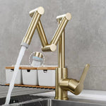 Brass Pot Filler Faucet Deck Mounted Three-Section Extension Folding Kitchen Faucet triple Joint Swing Arm For Hot and Cold