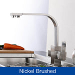 Dual Handle Kitchen Faucet With Dual Spray 360 Degree Rotated Brass Kitchen Faucet Drinking Water Purifier Filter System