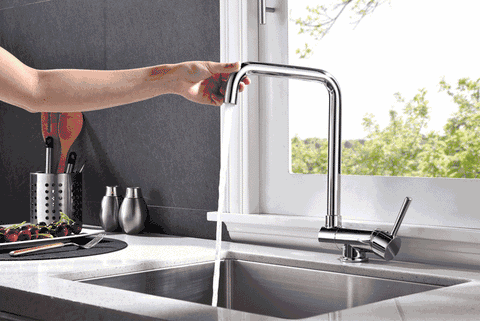 Folding Kitchen Faucet | Brushed Nickel Stainless Steel Kitchen Faucet | 360 Degree Swivel Single Handle Kitchen Sink Faucet - WELQUEEN
