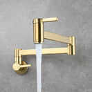 Brass Kitchen Faucet Wall Mount Pot Filler Faucet 360 Rotatable Folding Lengthened with Double Joint Swing Arms Cold Water Tap