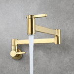 Brass Kitchen Faucet Wall Mount Pot Filler Faucet 360 Rotatable Folding Lengthened with Double Joint Swing Arms Cold Water Tap