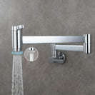 Brass Kitchen Faucet Wall Mount Pot Filler Faucet 360 Rotatable Folding Lengthened with Double Joint Swing Arms Cold Water Tap