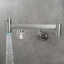 Brass Kitchen Faucet Wall Mount Pot Filler Faucet 360 Rotatable Folding Lengthened with Double Joint Swing Arms Cold Water Tap