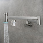 Brass Kitchen Faucet Wall Mount Pot Filler Faucet 360 Rotatable Folding Lengthened with Double Joint Swing Arms Cold Water Tap