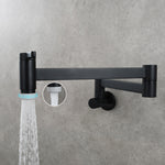 Brass Kitchen Faucet Wall Mount Pot Filler Faucet 360 Rotatable Folding Lengthened with Double Joint Swing Arms Cold Water Tap