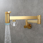 Brass Kitchen Faucet Wall Mount Pot Filler Faucet 360 Rotatable Folding Lengthened with Double Joint Swing Arms Cold Water Tap
