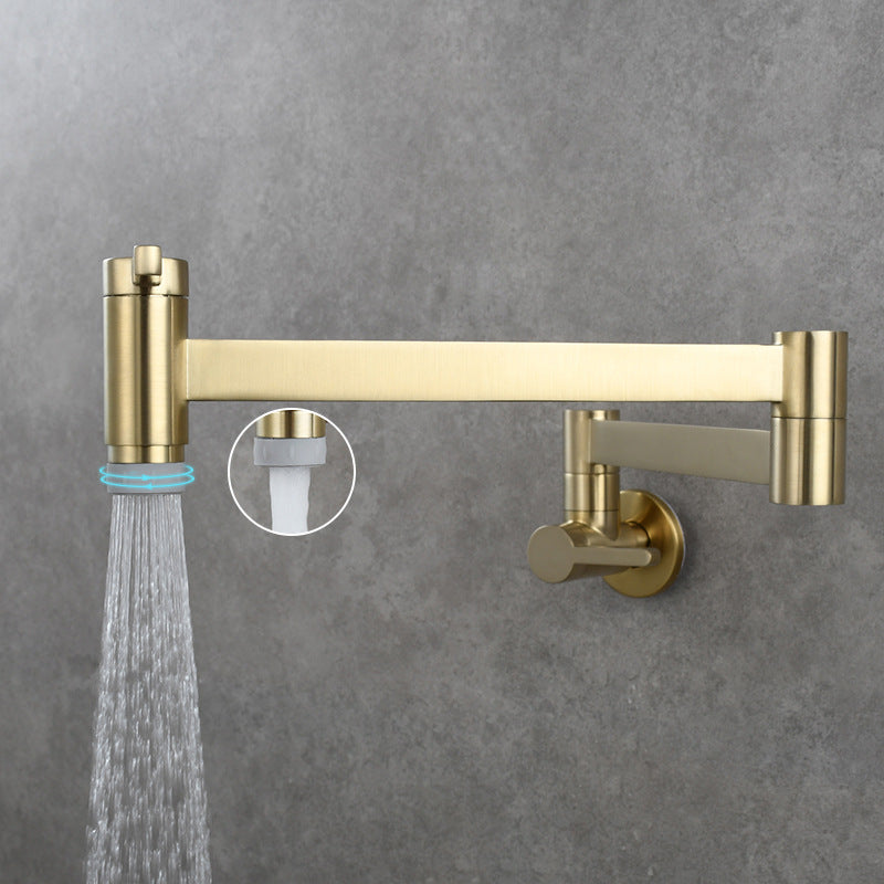 Wall Mount Pot Filler Faucet - 360° Swivel Arm In Brushed Gold For Kitchen Stove