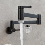 Brass Kitchen Faucet Wall Mount Pot Filler Faucet 360 Rotatable Folding Lengthened with Double Joint Swing Arms Cold Water Tap