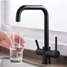 Contemporary Kitchen Sink Faucet | Dual Handle Brass Kitchen Faucets with Drinking Water Function | Deck-Mounted Kitchen Mixer In 3 Colors