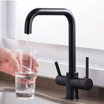 Contemporary Kitchen Sink Faucet | Dual Handle Brass Kitchen Faucets with Drinking Water Function | Deck-Mounted Kitchen Mixer In 3 Colors