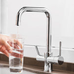 Contemporary Kitchen Sink Faucet | Dual Handle Brass Kitchen Faucets with Drinking Water Function | Deck-Mounted Kitchen Mixer In 3 Colors
