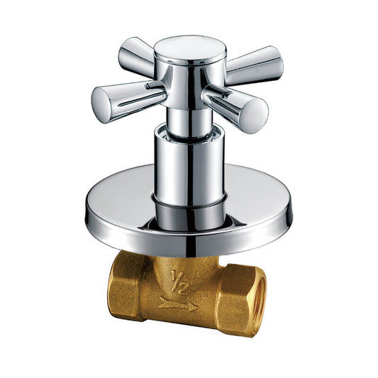 Brass Concealed Shut Off Valve | Modern Cross Handle Water Stopcock | Home Plumbing Commercial G1/2 Concealed Valve - WELQUEEN