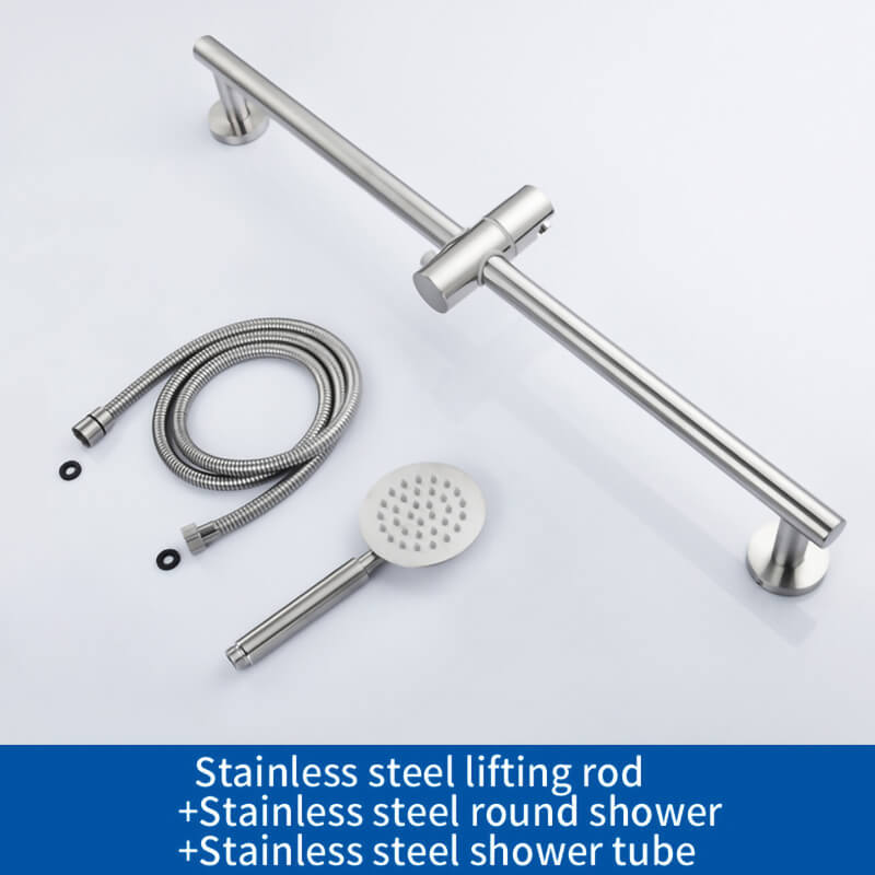 SUS304 Adjustable Shower Slide Bar | Handheld Shower Rail Slide Bar Set | Wall Mounted Round Style Shower Rail Set - WELQUEEN